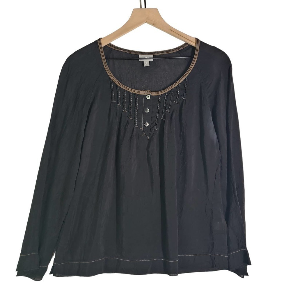 Vintage J.Jill Peasant Blouse‎ Top S Black Whimsigoth Witchy Core